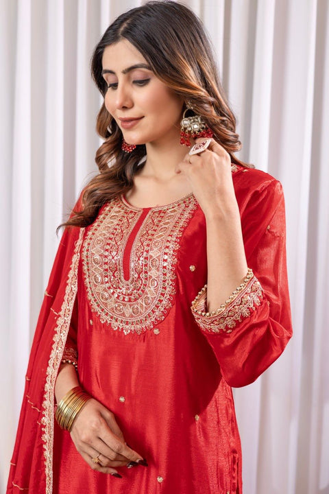New Designer Party Wear Look Pure Chinnon Silk Stitched Suit