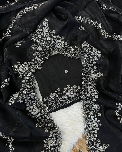 Beautiful Soft Zimmy Silk Sequence Emboridary Work Celebrity Inspired Sarees.