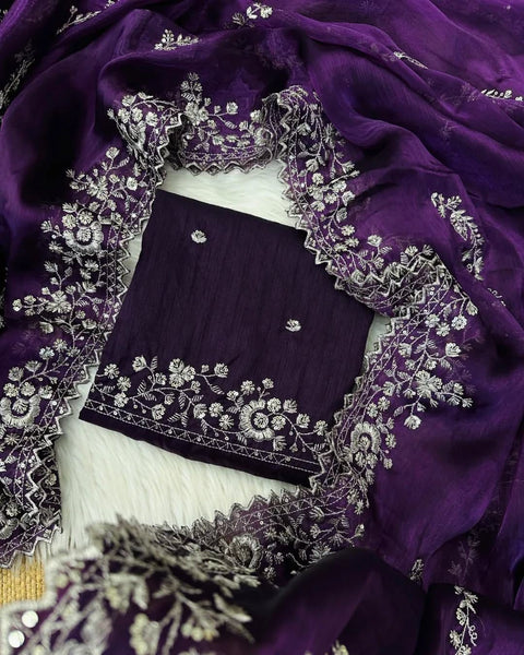 Beautiful Soft Zimmy Silk Sequence Emboridary Work Celebrity Inspired Sarees.