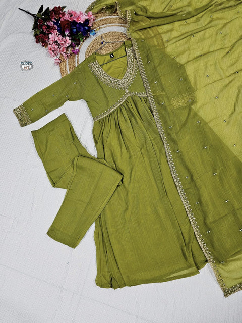 Beautiful Designer Heavy Cotton Kurti Pant With Dupatta