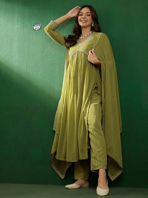Beautiful Designer Heavy Cotton Kurti Pant With Dupatta
