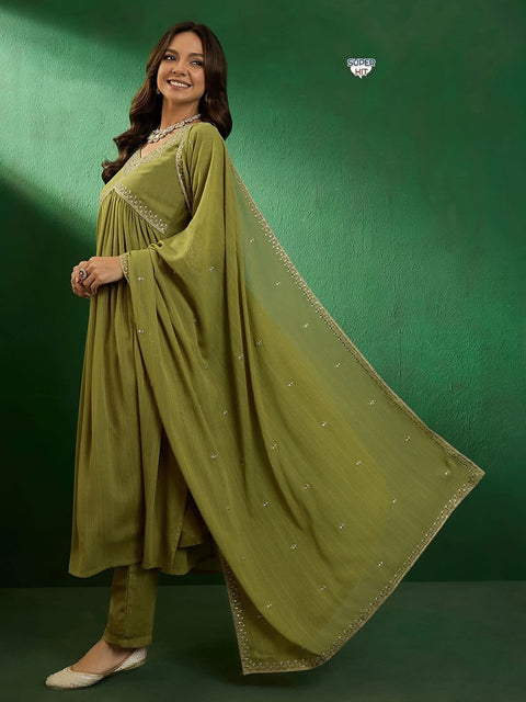 Beautiful Designer Heavy Cotton Kurti Pant With Dupatta
