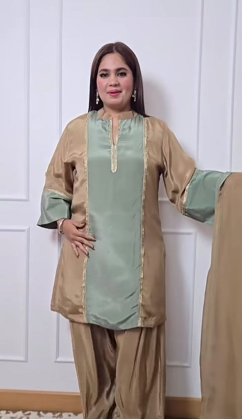 Talara Imported Organza light beige suit