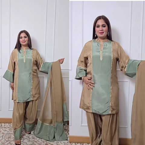 Talara Imported Organza light beige suit