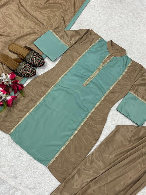Talara Imported Organza light beige suit