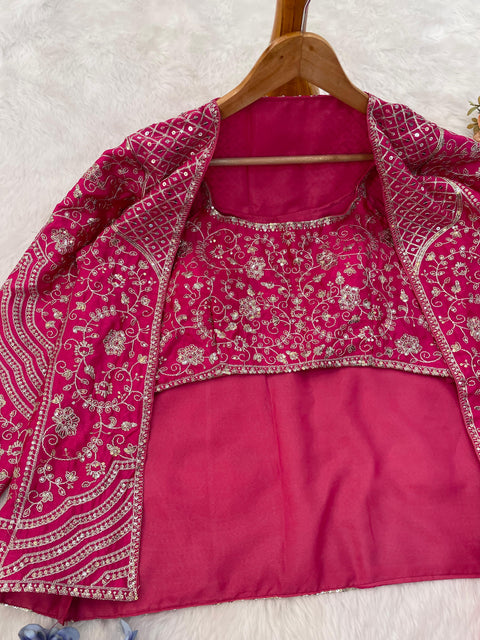 Designer Chinon Wholesale Party Wear Koti with palazzo Collection