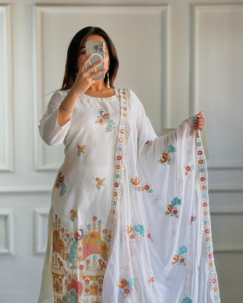 New Designer Collection in Pure Silk With Heavy Embroidery Work Stitched Suit