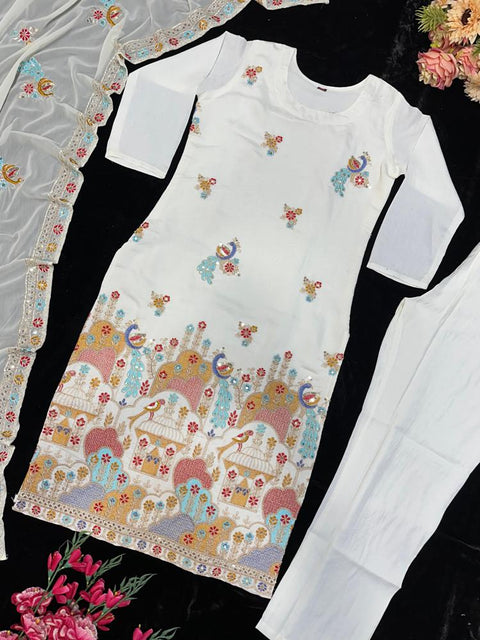 New Designer Collection in Pure Silk With Heavy Embroidery Work Stitched Suit