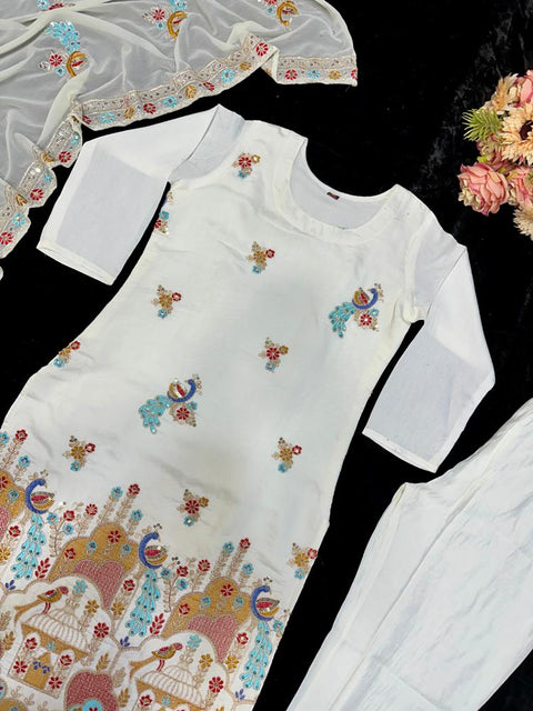 New Designer Collection in Pure Silk With Heavy Embroidery Work Stitched Suit