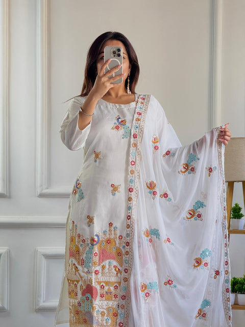 New Designer Collection in Pure Silk With Heavy Embroidery Work Stitched Suit