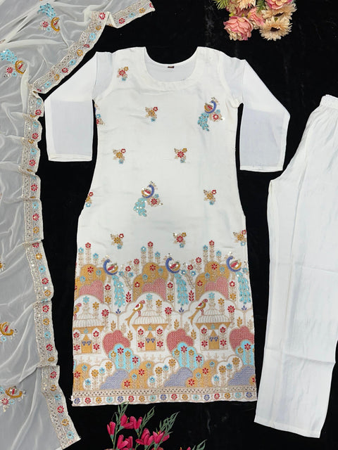 New Designer Collection in Pure Silk With Heavy Embroidery Work Stitched Suit