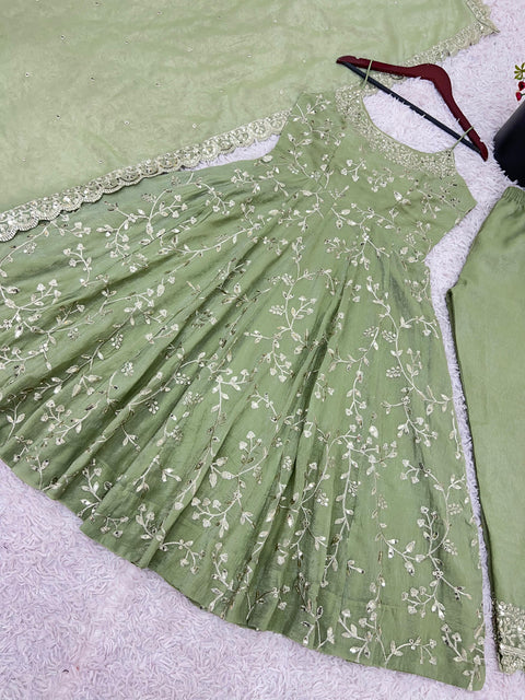 Printed Rayon Blend Stitched Anarkali Gown
