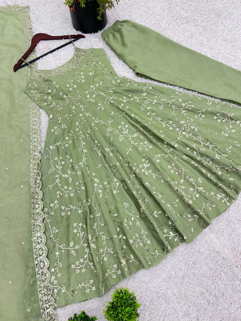 Printed Rayon Blend Stitched Anarkali Gown