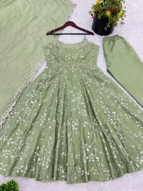 Printed Rayon Blend Stitched Anarkali Gown