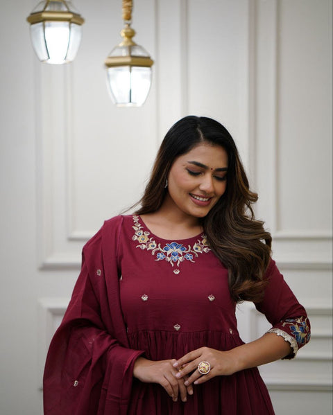 Viscose Silk Sequence Embroidered Straight Kurti  Pant with dupatta
