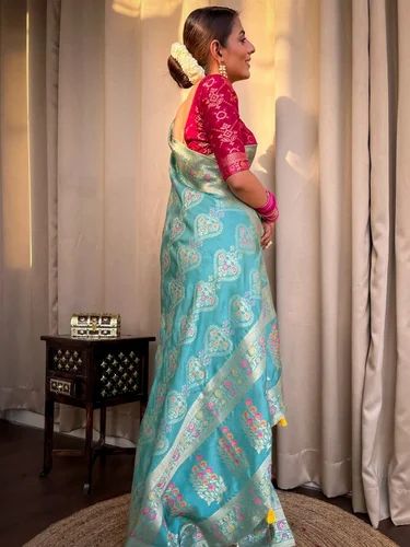 Embellished Banarasi Jacquard Multicolor Sarees