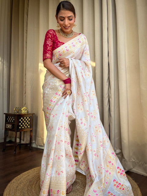 Embellished Banarasi Jacquard Multicolor Sarees