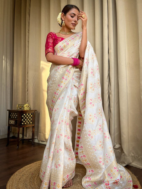 Embellished Banarasi Jacquard Multicolor Sarees