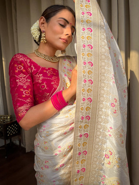 Embellished Banarasi Jacquard Multicolor Sarees