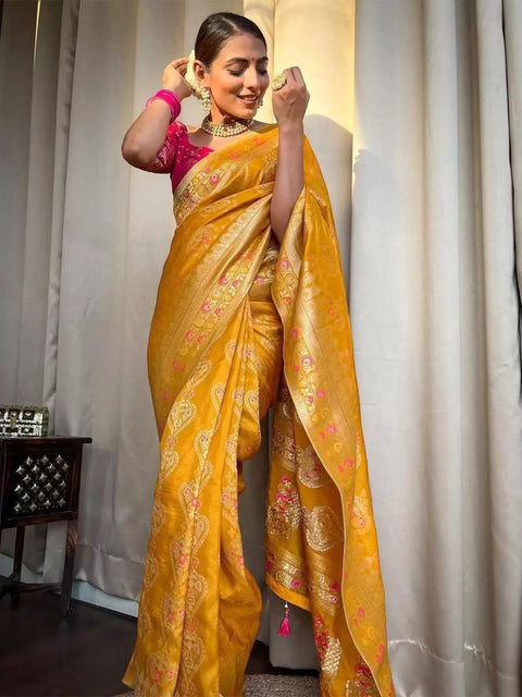 Embellished Banarasi Jacquard Multicolor Sarees