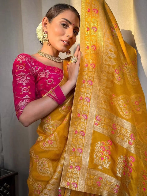 Embellished Banarasi Jacquard Multicolor Sarees