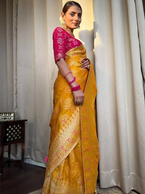 Embellished Banarasi Jacquard Multicolor Sarees