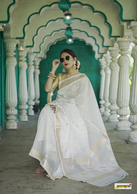 Heavy Georgette Sequence Lace Border Work Butti