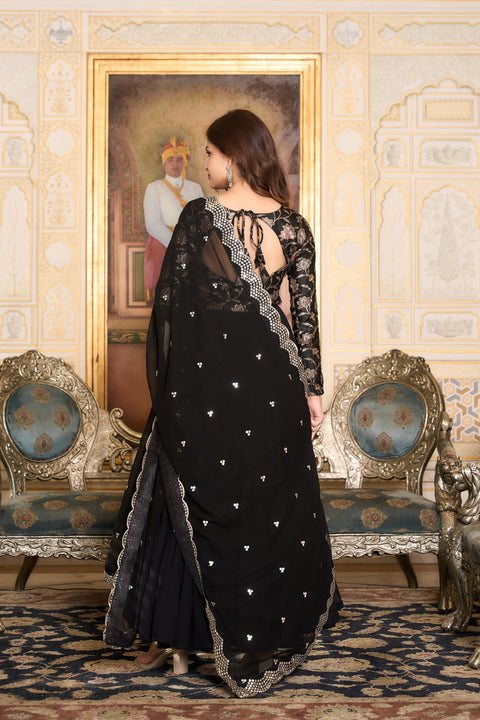 Georgette Anarkali Gown With Embroidery Lace Dupatta