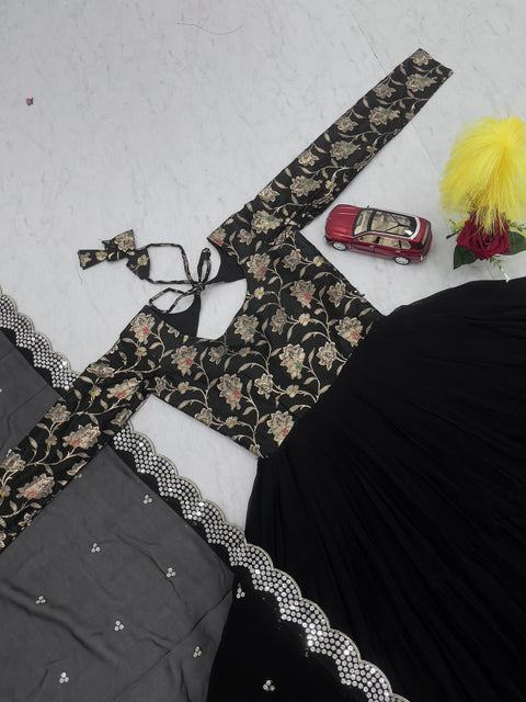 Georgette Anarkali Gown With Embroidery Lace Dupatta