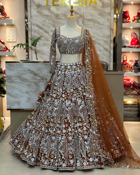 Beautifull Embroidey Zari Work Lehenga For Women With Blouse Piece And Dupatta