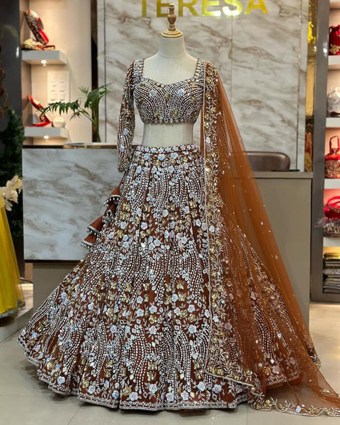 Beautifull Embroidey Zari Work Lehenga For Women With Blouse Piece And Dupatta