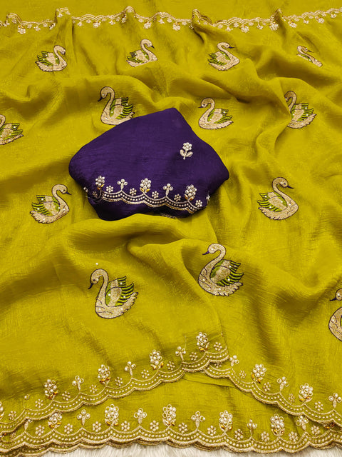 Designer Pure blooming soft VICHITRA Silk saree with amazing Multi Thread