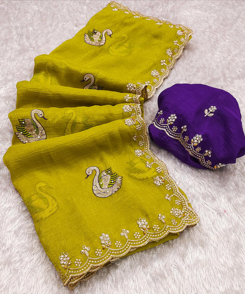 Designer Pure blooming soft VICHITRA Silk saree with amazing Multi Thread