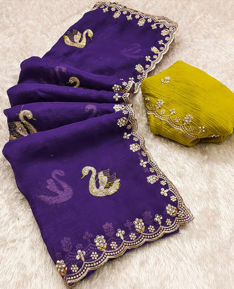 Designer Pure blooming soft VICHITRA Silk saree with amazing Multi Thread