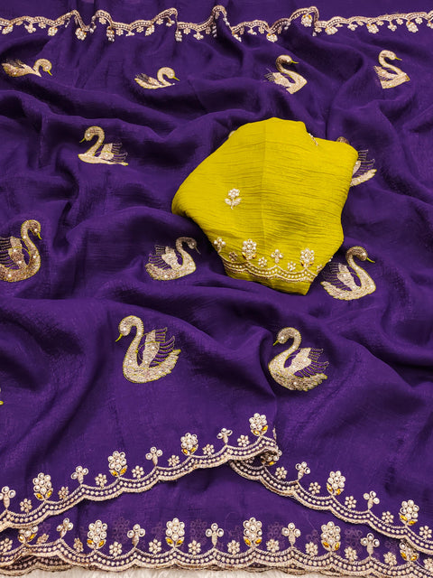 Designer Pure blooming soft VICHITRA Silk saree with amazing Multi Thread