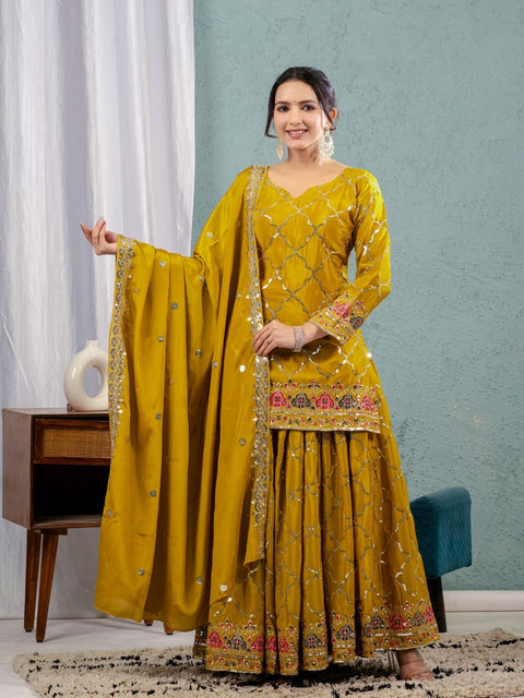 New Designer Party Wear Look Top , Sharara Plazzo and Dupatta