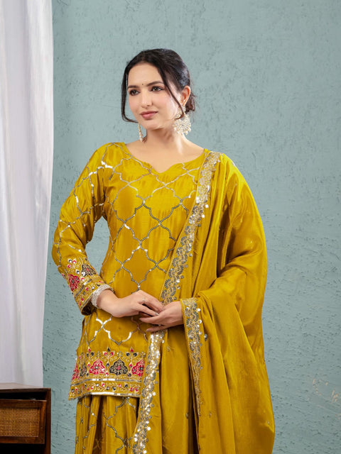 New Designer Party Wear Look Top , Sharara Plazzo and Dupatta