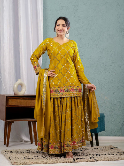New Designer Party Wear Look Top , Sharara Plazzo and Dupatta