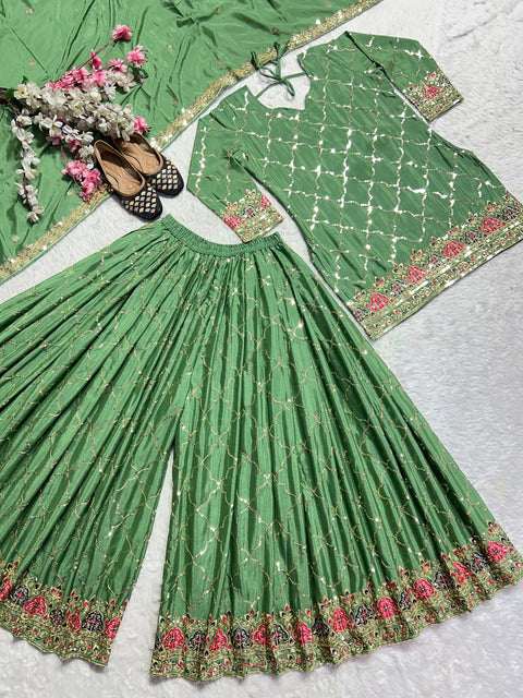 New Designer Party Wear Look Top , Sharara Plazzo and Dupatta
