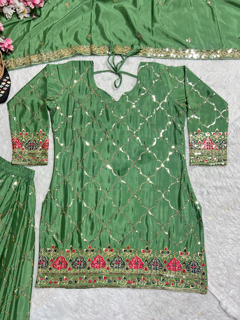 New Designer Party Wear Look Top , Sharara Plazzo and Dupatta