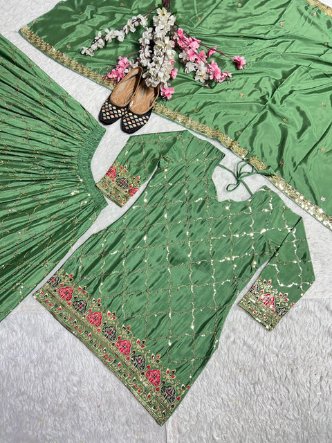 New Designer Party Wear Look Top , Sharara Plazzo and Dupatta
