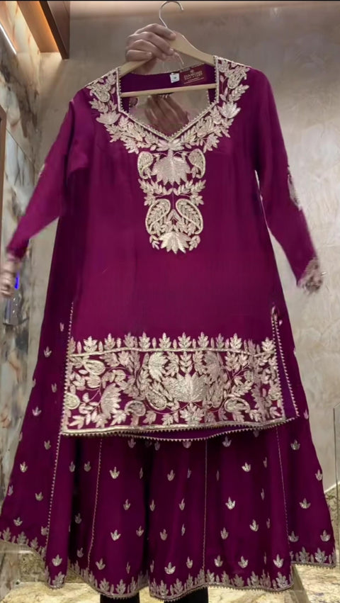 Readymade Chinnon Silk Embroidery Coding Sequence Work