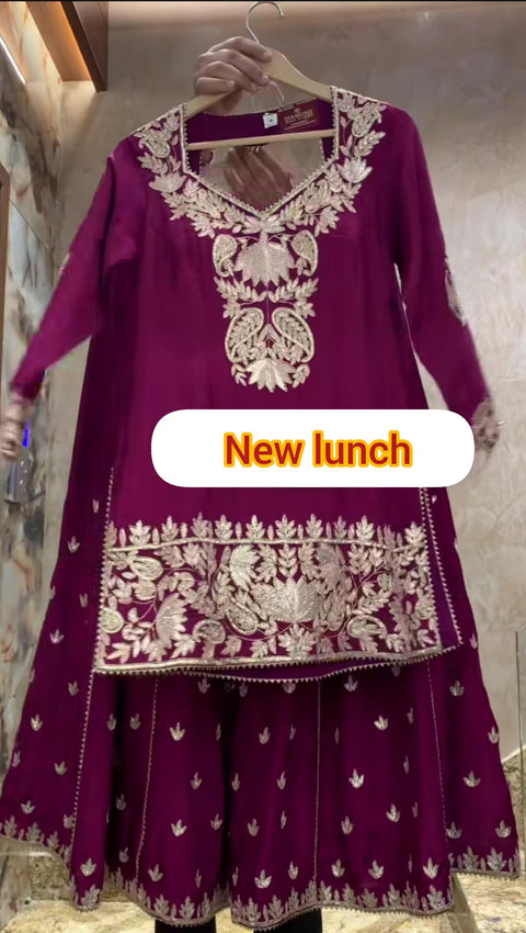 Readymade Chinnon Silk Embroidery Coding Sequence Work