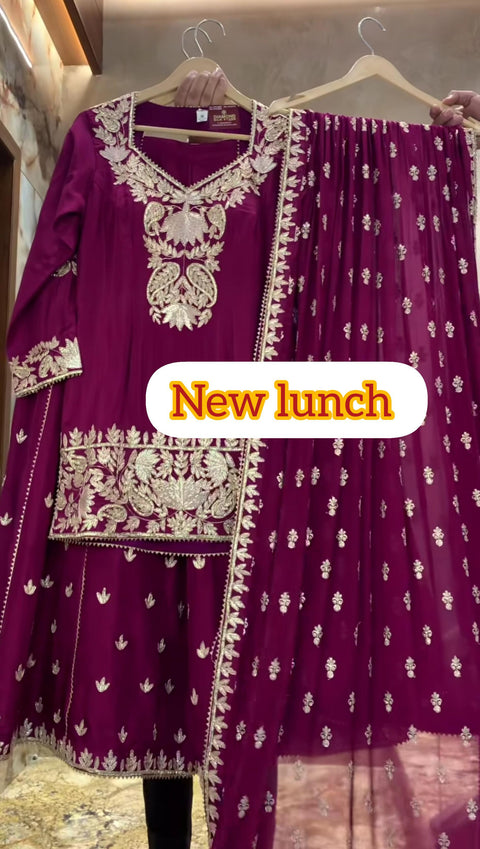 Readymade Chinnon Silk Embroidery Coding Sequence Work