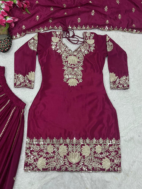 Readymade Chinnon Silk Embroidery Coding Sequence Work