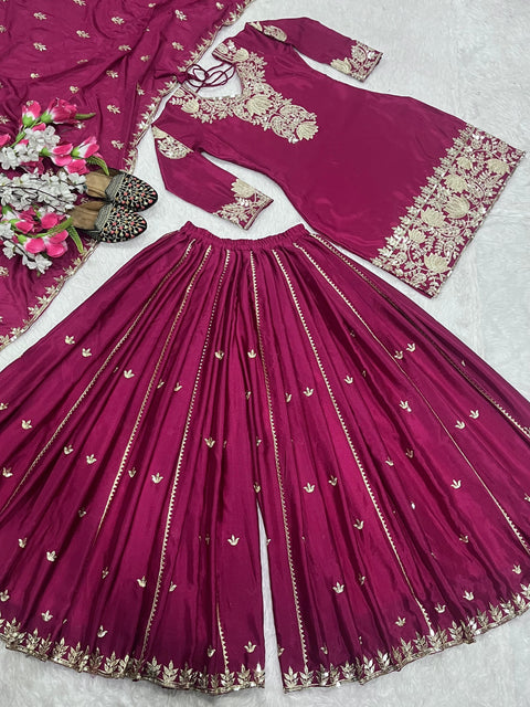Readymade Chinnon Silk Embroidery Coding Sequence Work