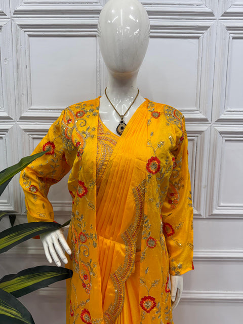 Presenting By New Party Wear designer gown With koti and Dupatta