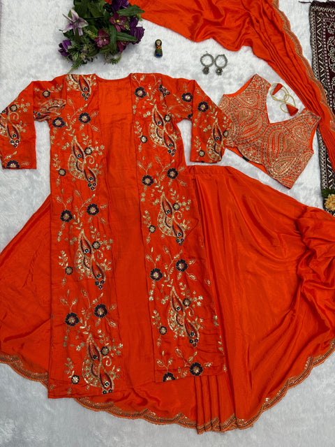 Presenting By New Party Wear designer gown With koti and Dupatta
