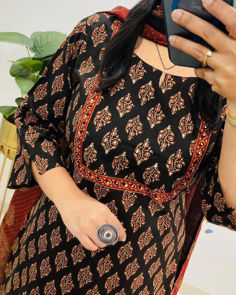 Viscose Rayon Anarkali Kurti pent with Dupatta suit