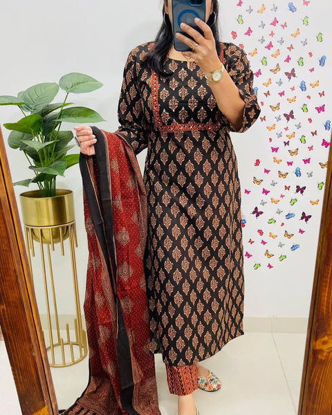 Viscose Rayon Anarkali Kurti pent with Dupatta suit
